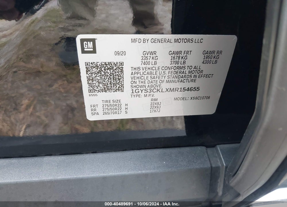 2021 CADILLAC ESCALADE PREMIUM LUXURY VIN: 1GYS3CKLXMR154655
