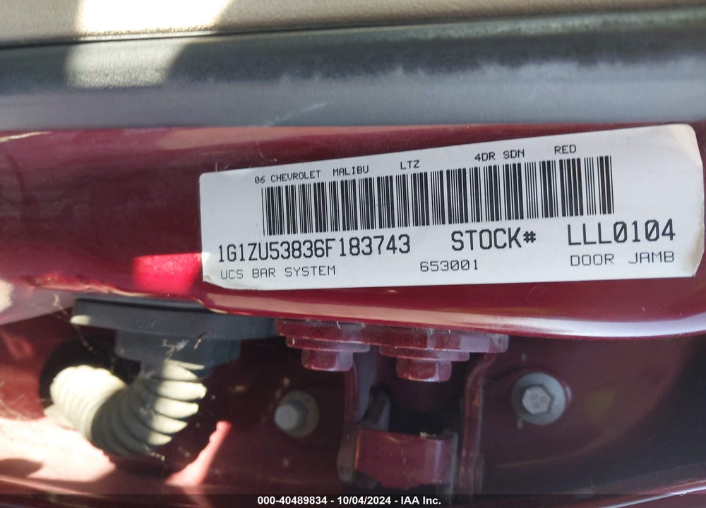 2006 CHEVROLET MALIBU LTZ VIN: 1G1ZU53836F183743