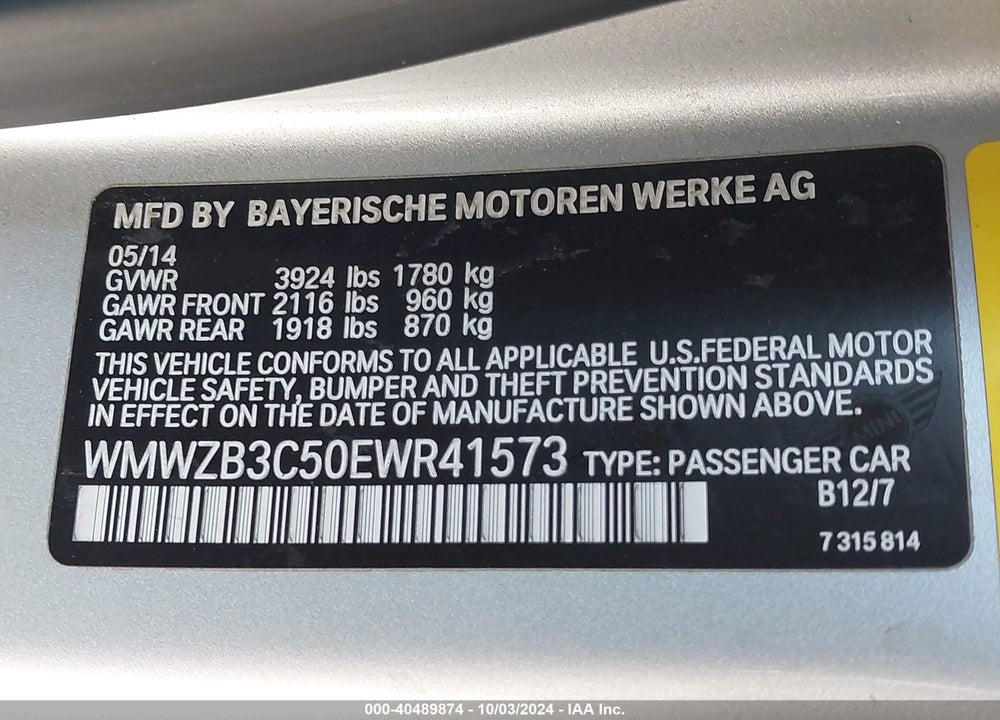 2014 MINI COUNTRYMAN COOPER VIN: WMWZB3C50EWR41573