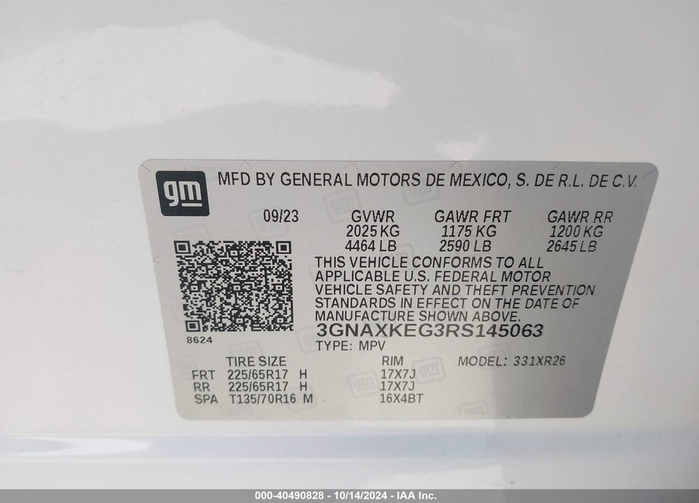 2024 CHEVROLET EQUINOX FWD LT VIN: 3GNAXKEG3RS145063