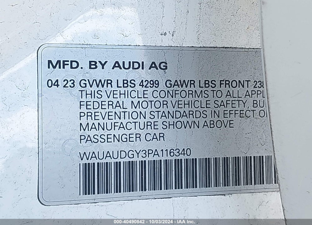 2023 AUDI A3 PREMIUM 40 TFSI FRONT-WHEEL DRIVE S TRONIC VIN: WAUAUDGY3PA116340