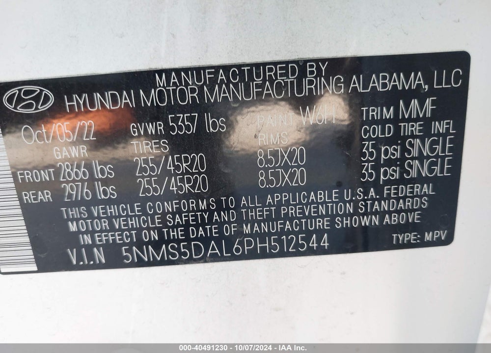 2023 HYUNDAI SANTA FE CALLIGRAPHY VIN: 5NMS5DAL6PH512544