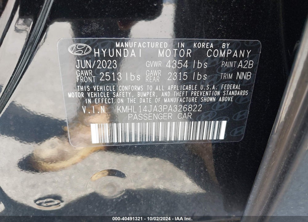 2023 HYUNDAI SONATA SEL VIN: KMHL14JA3PA326822