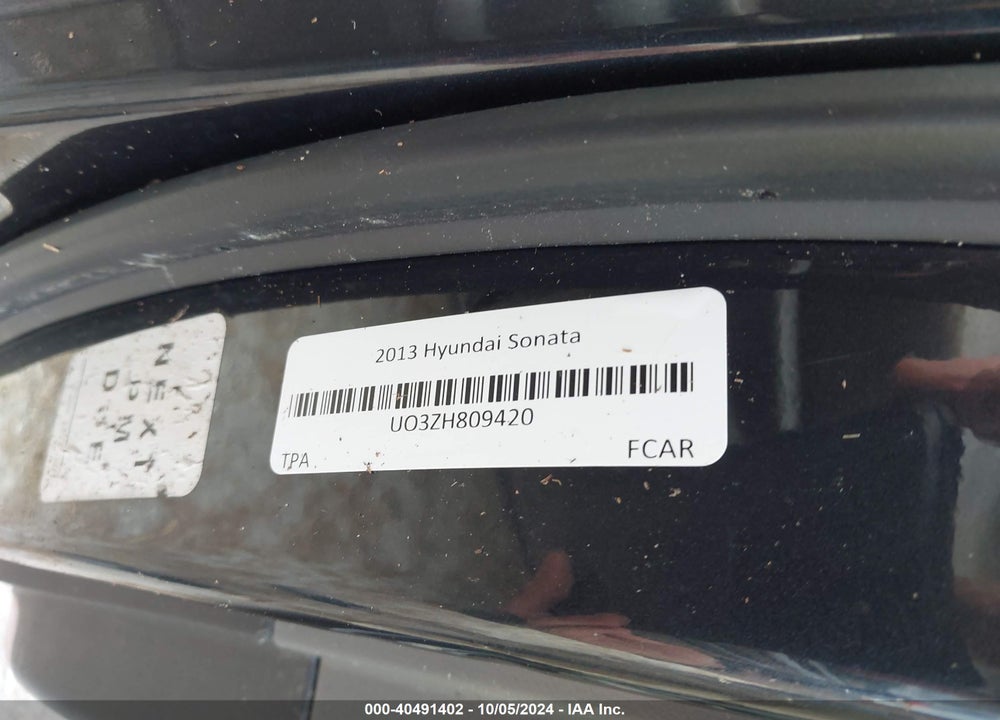 2013 HYUNDAI SONATA GLS VIN: 5NPEB4ACXDH809420