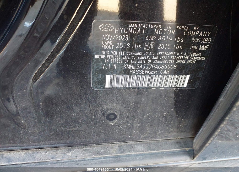 2023 HYUNDAI SONATA HYBRID LIMITED VIN: KMHL54JJ7PA083908