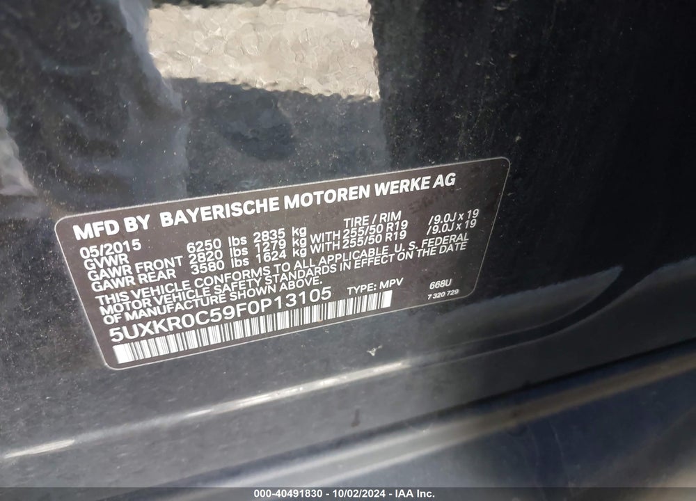 2015 BMW X5 XDRIVE35I VIN: 5UXKR0C59F0P13105