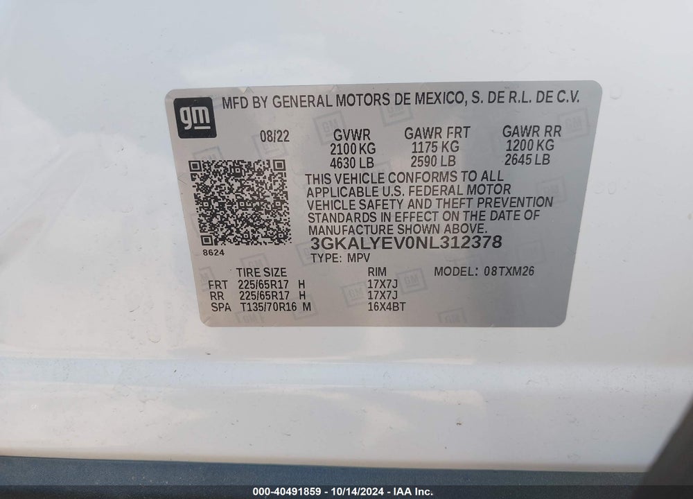 2022 GMC TERRAIN AWD AT4 VIN: 3GKALYEV0NL312378