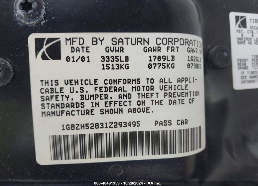 2011 SATURN SL1 VIN: 1G8ZH52831Z293495
