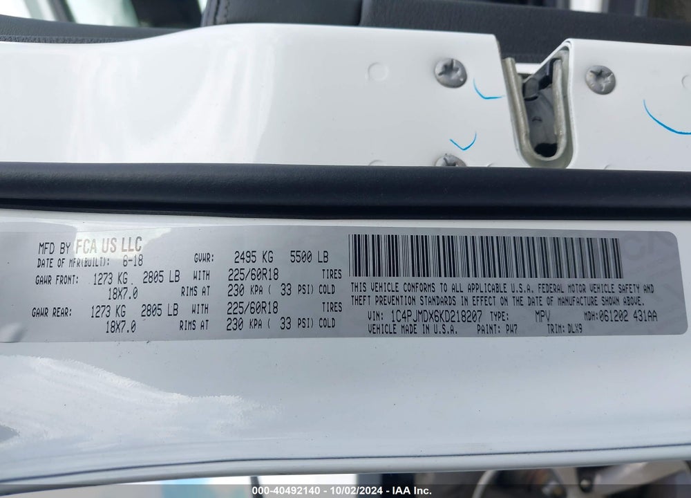 2019 JEEP CHEROKEE LIMITED 4X4 VIN: 1C4PJMDX6KD218207