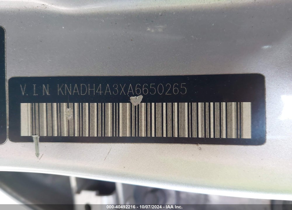 2010 KIA RIO LX VIN: KNADH4A3XA6650265
