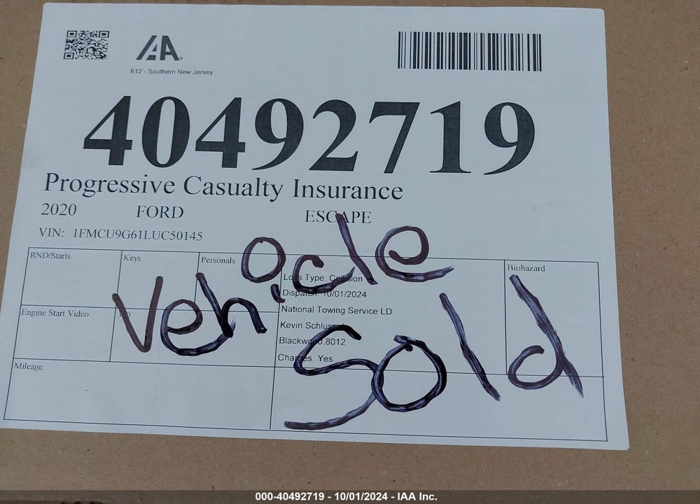 2020 FORD ESCAPE SE VIN: 1FMCU9G61LUC50145