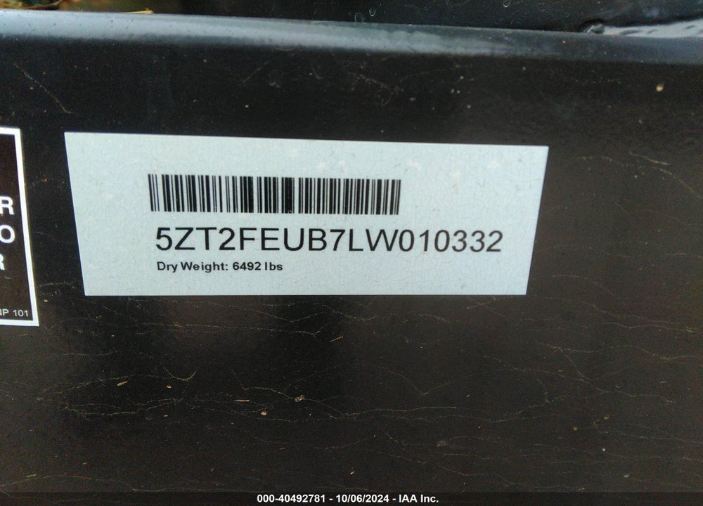 2020 FOREST RIVER OTHER VIN: 5ZT2FEUB7LW010332