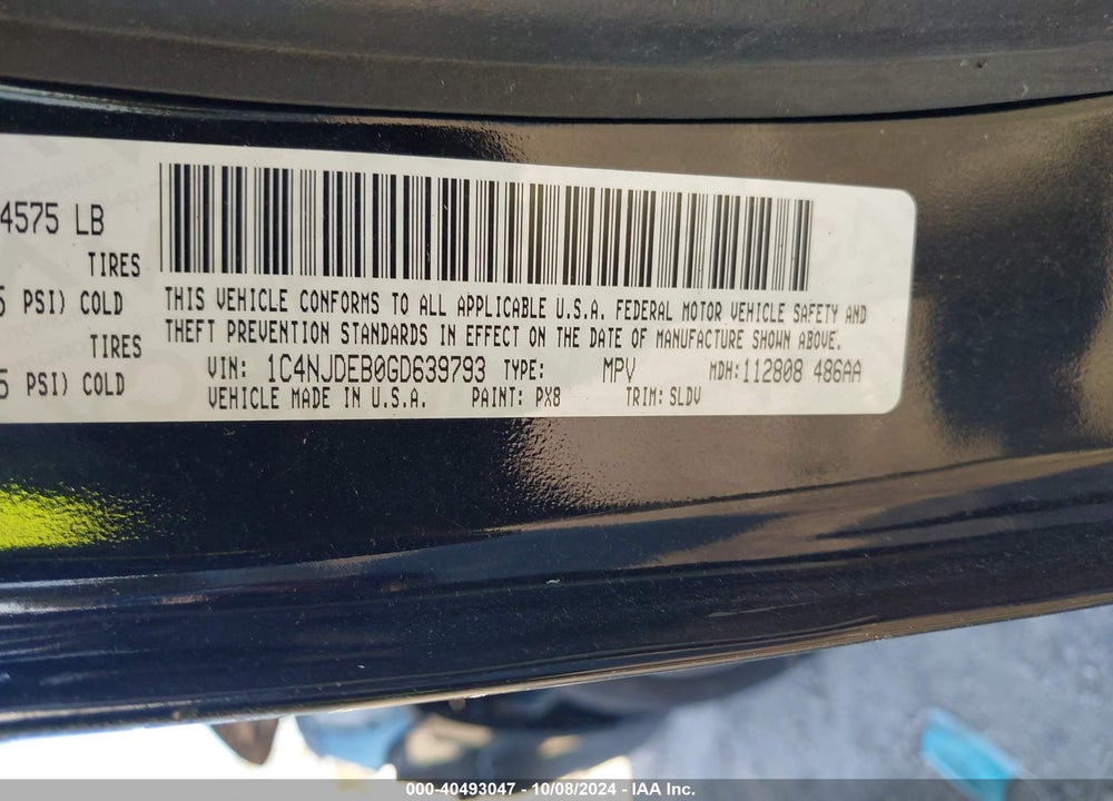 2016 JEEP COMPASS HIGH ALTITUDE EDITION VIN: 1C4NJDEB0GD639793