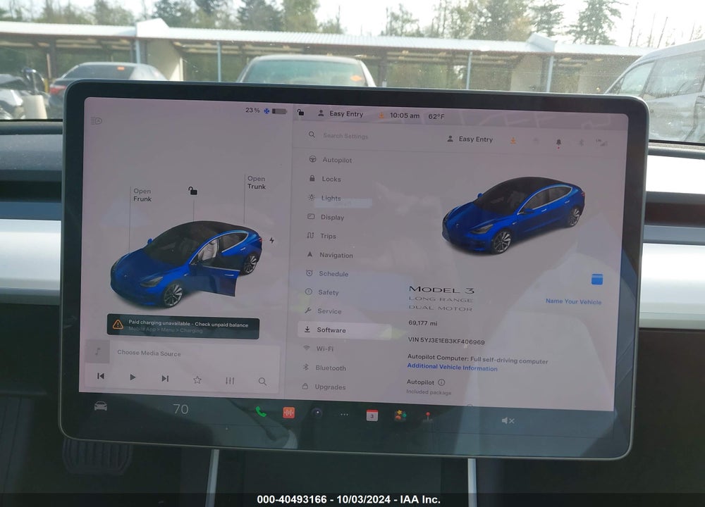 2019 TESLA MODEL 3 LONG RANGE/PERFORMANCE VIN: 5YJ3E1EB3KF406969