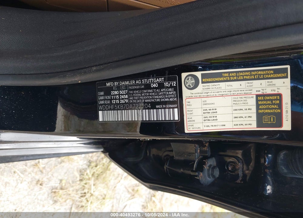 2013 MERCEDES-BENZ E 350 VIN: WDDHF5KB7DA727204