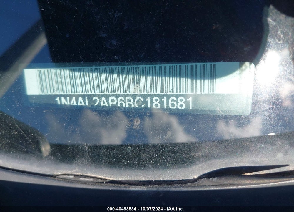 2011 NISSAN ALTIMA 2.5 S VIN: 1N4AL2AP6BC181681