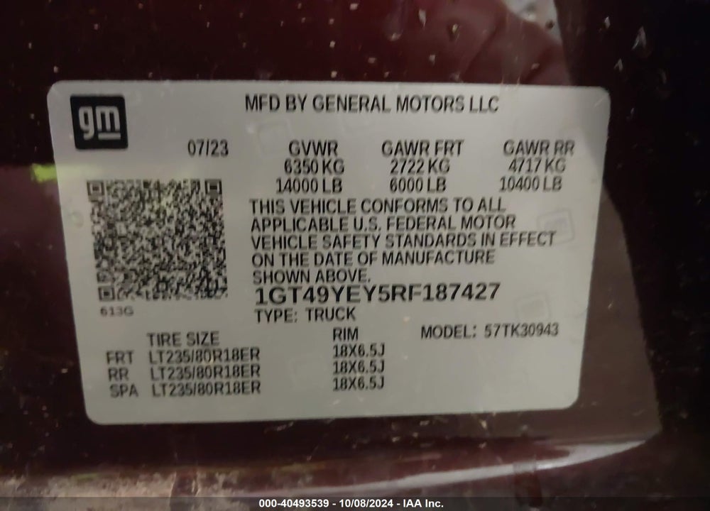 2024 GMC SIERRA 3500HD 4WD  LONG BED DENALI ULTIMATE VIN: 1GT49YEY5RF187427