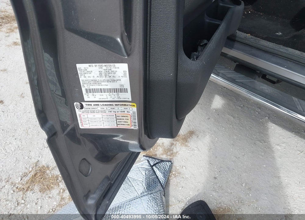 2013 FORD F-150 XLT VIN: 1FTFW1CT1DFA11760