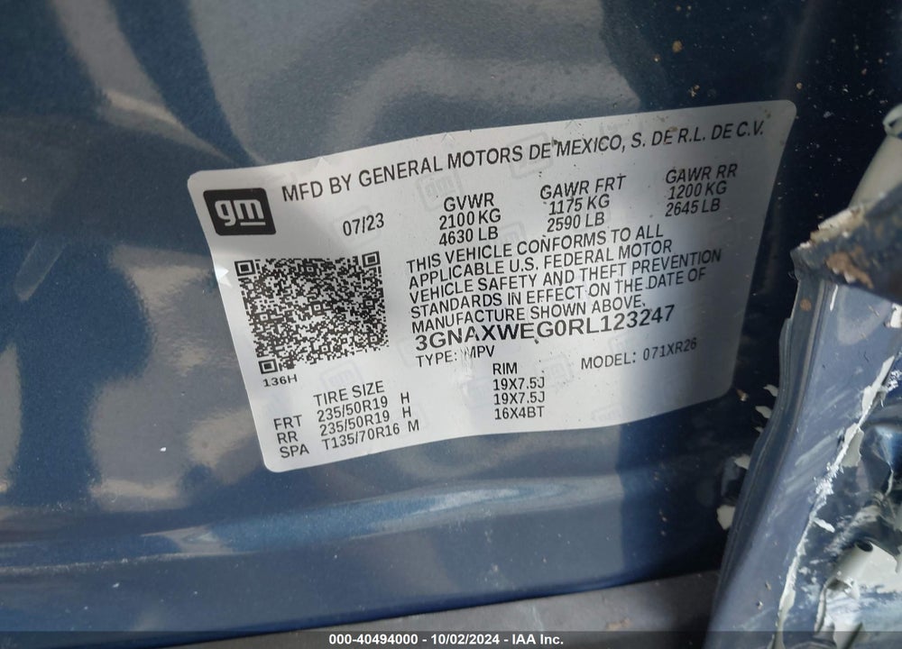 2024 CHEVROLET EQUINOX AWD RS VIN: 3GNAXWEG0RL123247