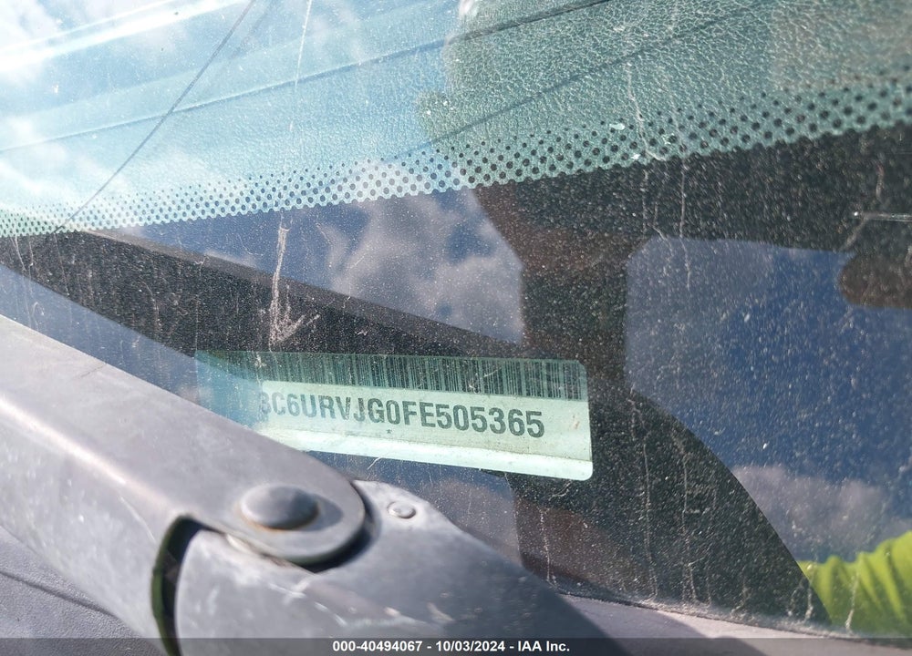 2015 RAM PROMASTER 3500 HIGH ROOF VIN: 3C6URVJG0FE505365