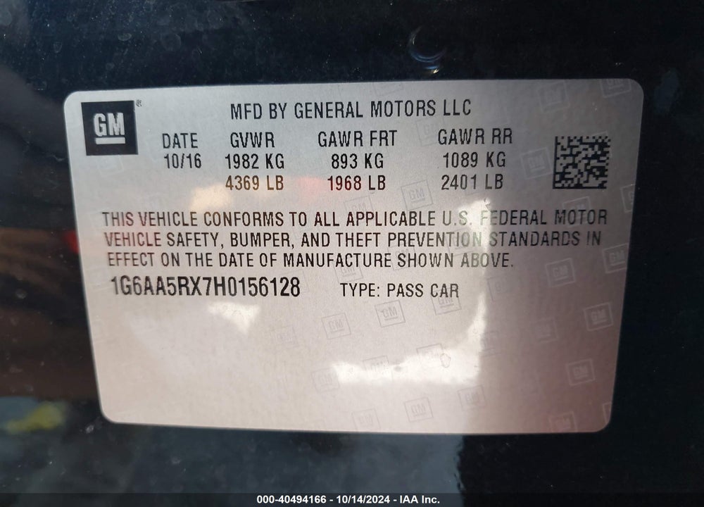 2017 CADILLAC ATS STANDARD VIN: 1G6AA5RX7H0156128