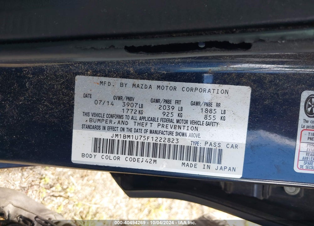 2015 MAZDA 3 I SPORT VIN: JM1BM1U75F1222823