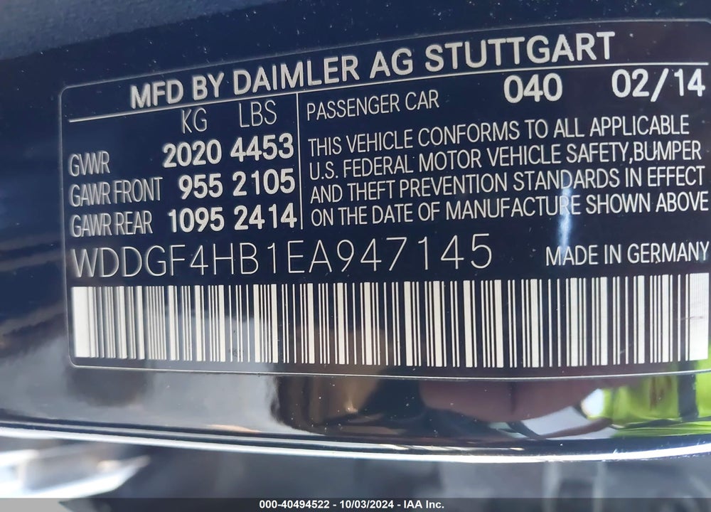 2014 MERCEDES-BENZ C 250 LUXURY/SPORT VIN: WDDGF4HB1EA947145