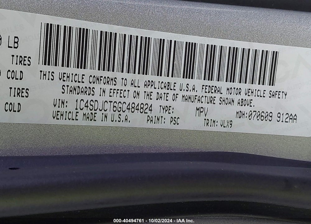 2016 DODGE DURANGO R/T VIN: 1C4SDJCT6GC484824