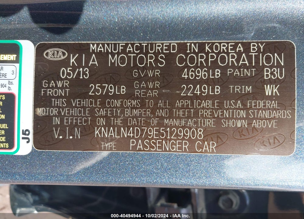 2014 KIA CADENZA PREMIUM VIN: KNALN4D79E5129908