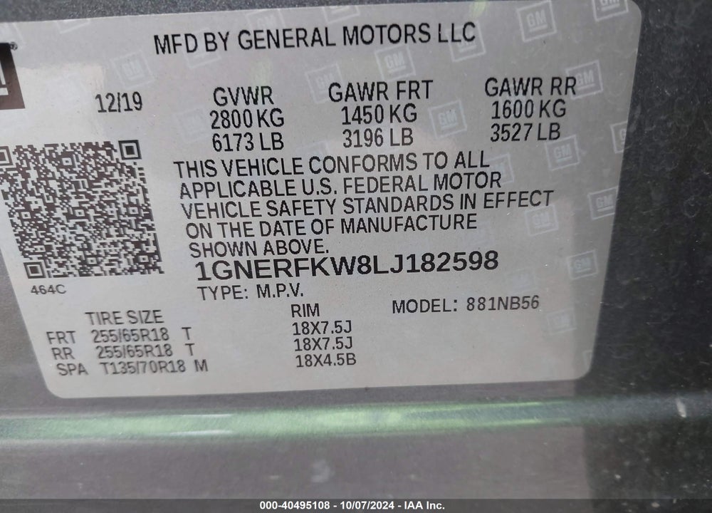 2020 CHEVROLET TRAVERSE FWD LS VIN: 1GNERFKW8LJ182598