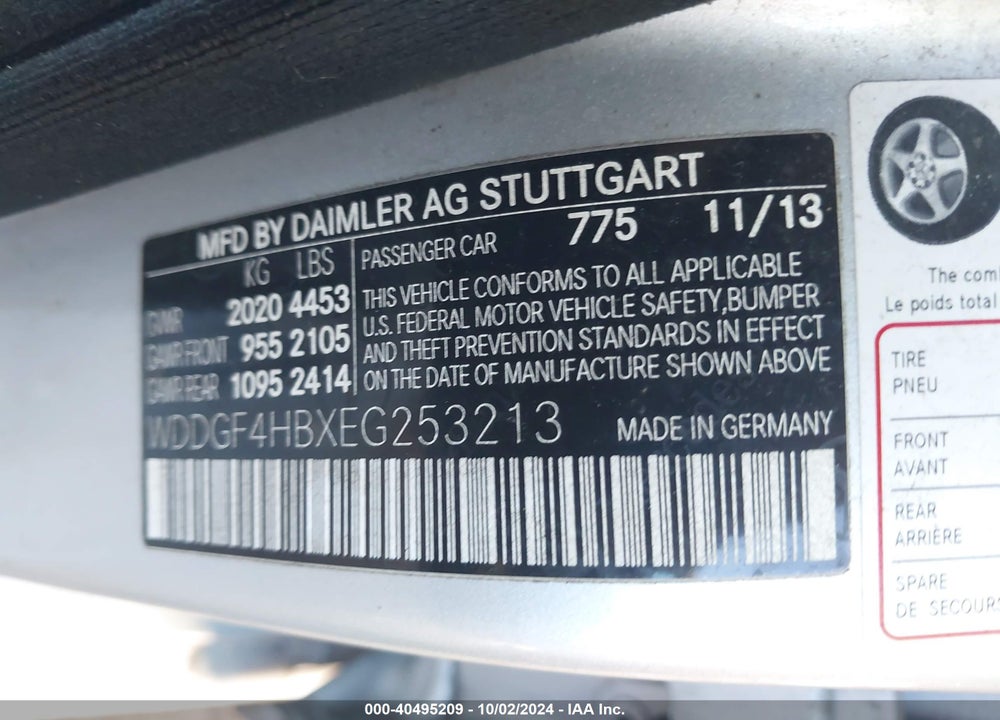 2014 MERCEDES-BENZ C 250 LUXURY/SPORT VIN: WDDGF4HBXEG253213