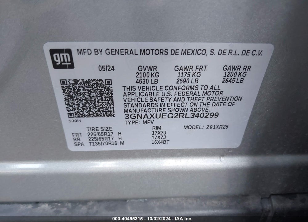 2024 CHEVROLET EQUINOX AWD LT VIN: 3GNAXUEG2RL340299