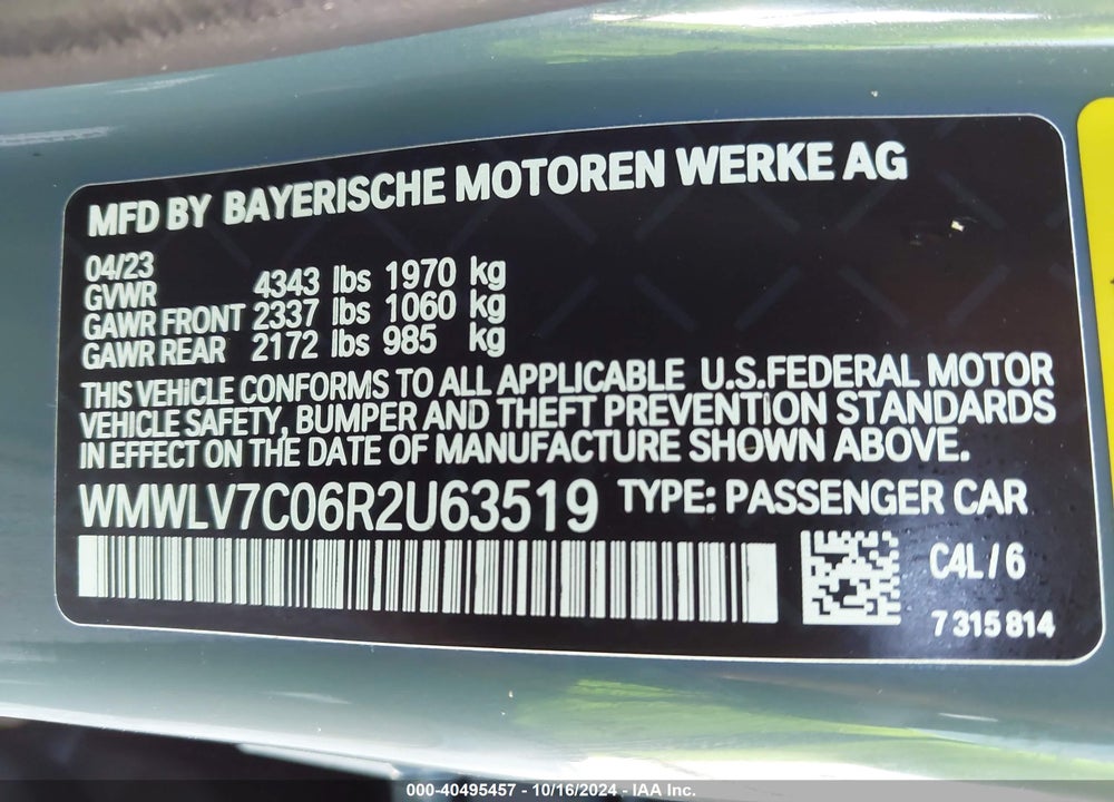 2024 MINI CLUBMAN COOPER S VIN: WMWLV7C06R2U63519