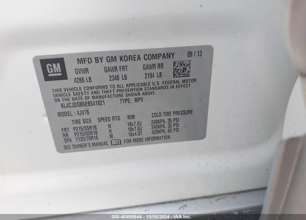 2014 ENCORE BUICK  PREMIUM VIN: KL4CJDSB6EB541821