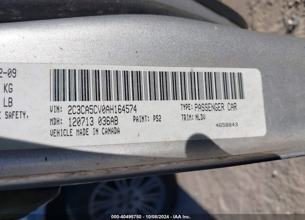 2010 CHRYSLER 300 TOURING/SIGNATURE SERIES/EXECUTIVE SERIES VIN: 2C3CA5CV0AH164574