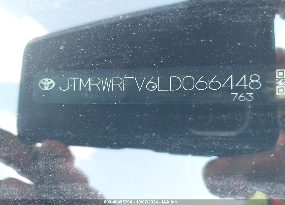 2020 TOYOTA RAV4 HYBRID XLE VIN: JTMRWRFV6LD066448
