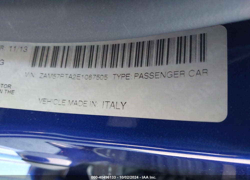 2014 MASERATI GHIBLI S Q4 VIN: ZAM57RTA2E1087505