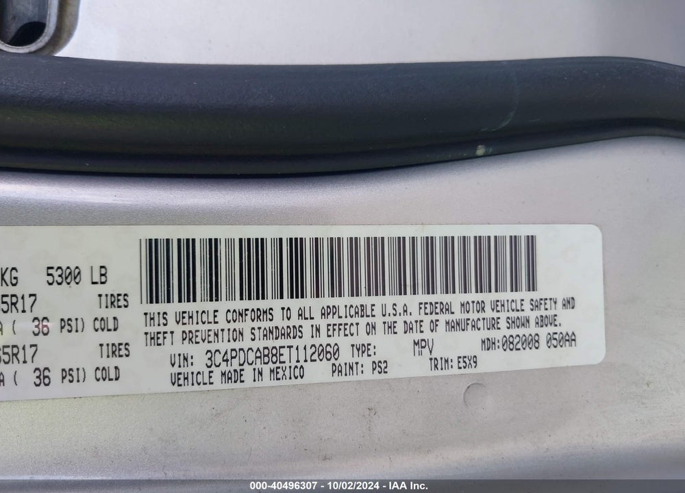 2014 DODGE JOURNEY AMERICAN VALUE PKG VIN: 3C4PDCAB8ET112060