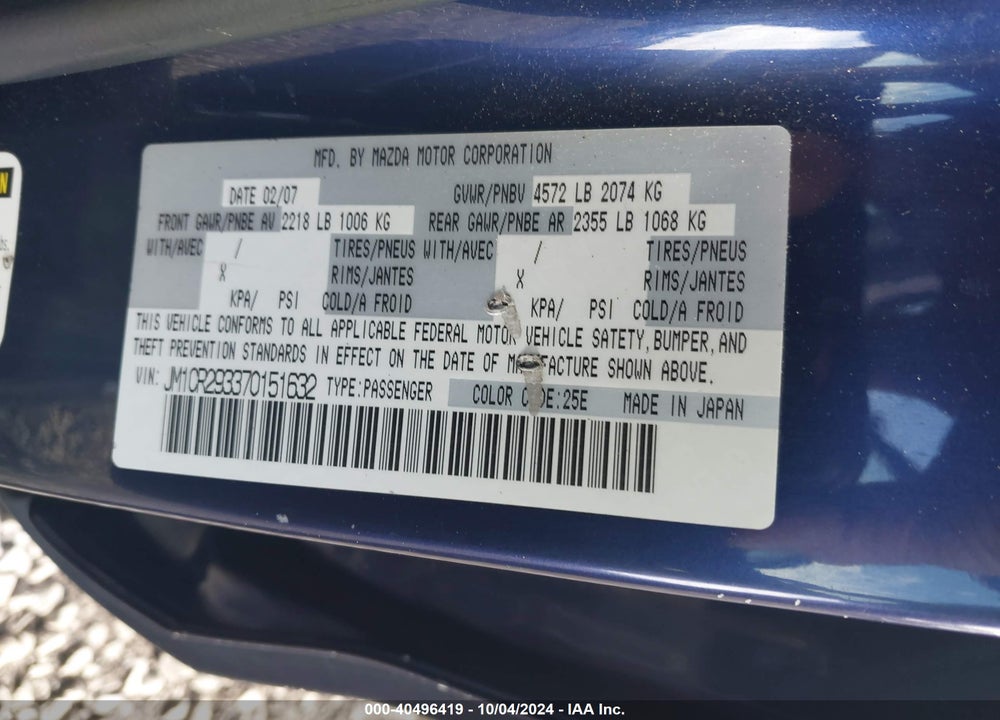 2007 MAZDA 5 SPORT VIN: JM1CR293370151632