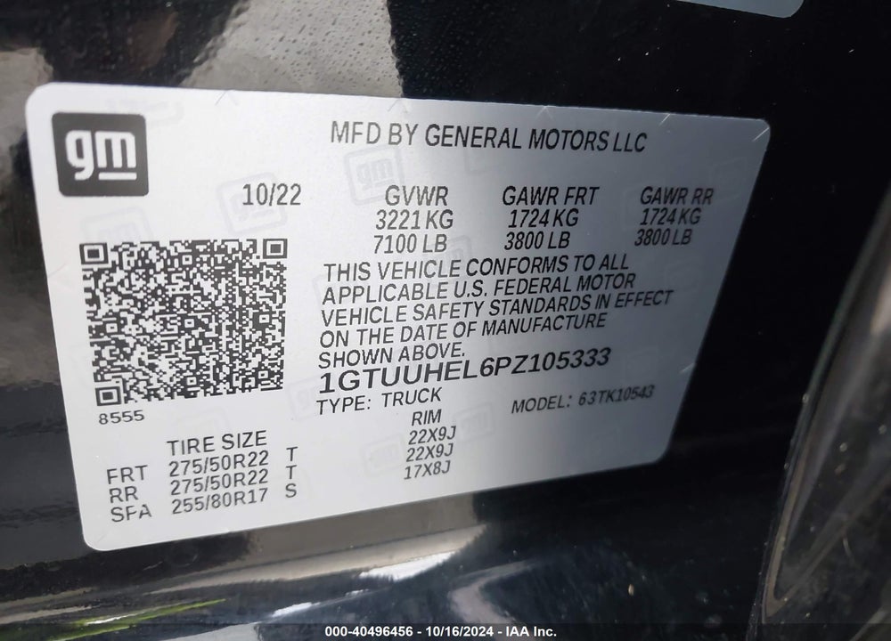 2023 GMC SIERRA 1500 4WD SHORT BOX DENALI ULTIMATE VIN: 1GTUUHEL6PZ105333