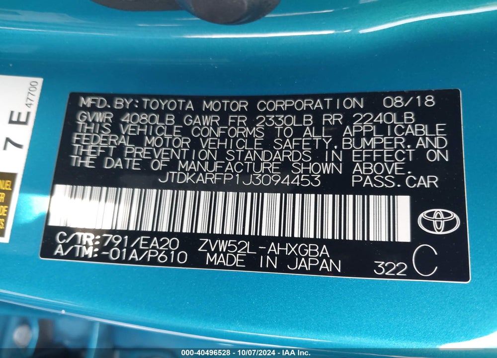 2018 TOYOTA PRIUS PRIME ADVANCED VIN: JTDKARFP1J3094453