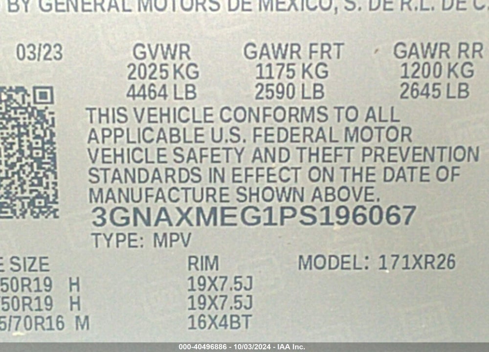 2023 CHEVROLET EQUINOX FWD RS VIN: 3GNAXMEG1PS196067