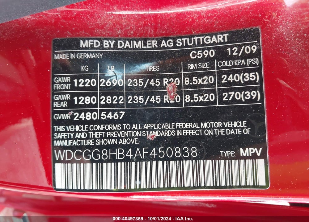 2010 MERCEDES-BENZ GLK 350 4MATIC VIN: WDCGG8HB4AF450838
