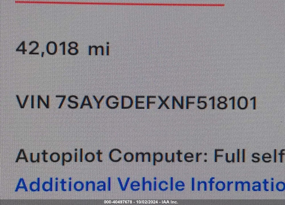 2022 TESLA MODEL Y PERFORMANCE DUAL MOTOR ALL-WHEEL DRIVE VIN: 7SAYGDEFXNF518101