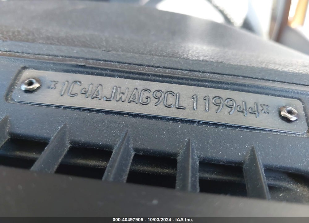 2012 JEEP WRANGLER SPORT VIN: 1C4AJWAG9CL119944