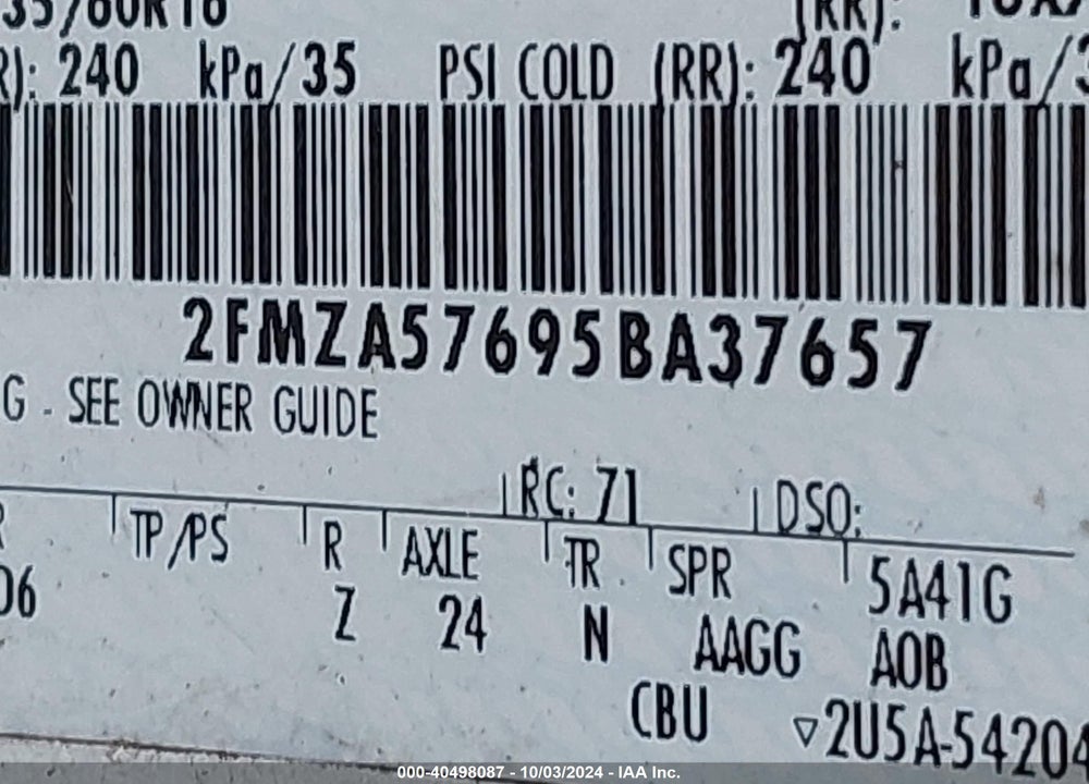 2005 FORD FREESTAR SES VIN: 2FMZA57695BA37657