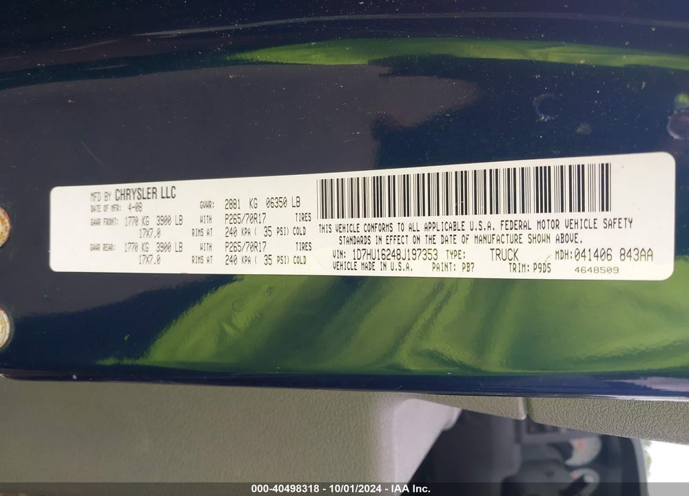 2008 DODGE RAM 1500 ST/SXT VIN: 1D7HU16248J197353