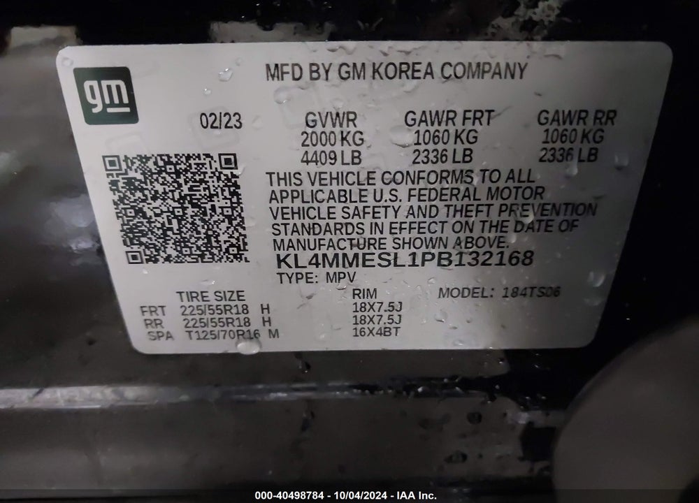 2023 BUICK ENCORE GX SELECT AWD VIN: KL4MMESL1PB132168