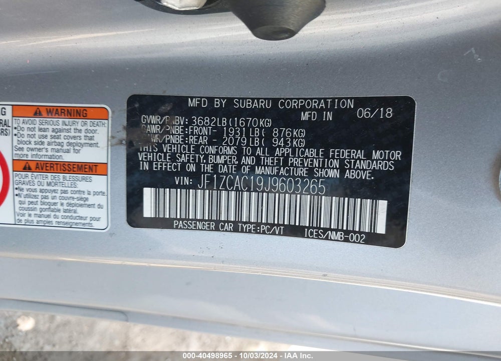 2018 SUBARU BRZ LIMITED VIN: JF1ZCAC19J9603265