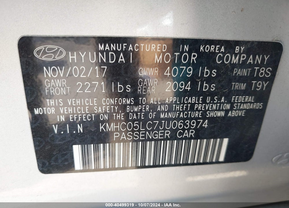 2018 HYUNDAI IONIQ HYBRID LIMITED VIN: KMHC05LC7JU063974